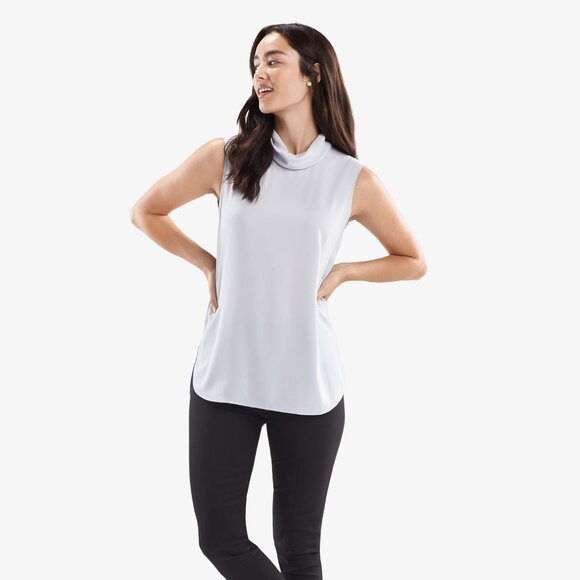 MM LAFLEUR The Lise Top, Mock Neck Tunic Blouse, Arctic Light Blue, Size XL - Picture 1 of 10